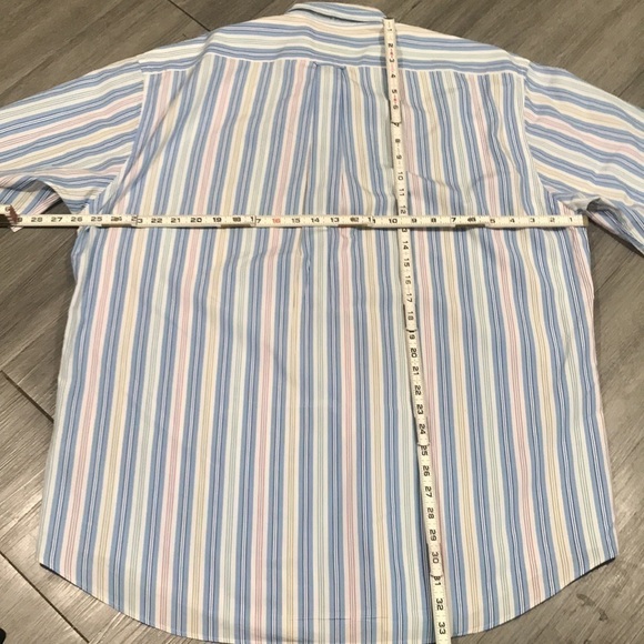 Faconnable 100% Cotton Pastel Stripe Short Sleeve Woven Shirt size XL - Picture 8 of 8